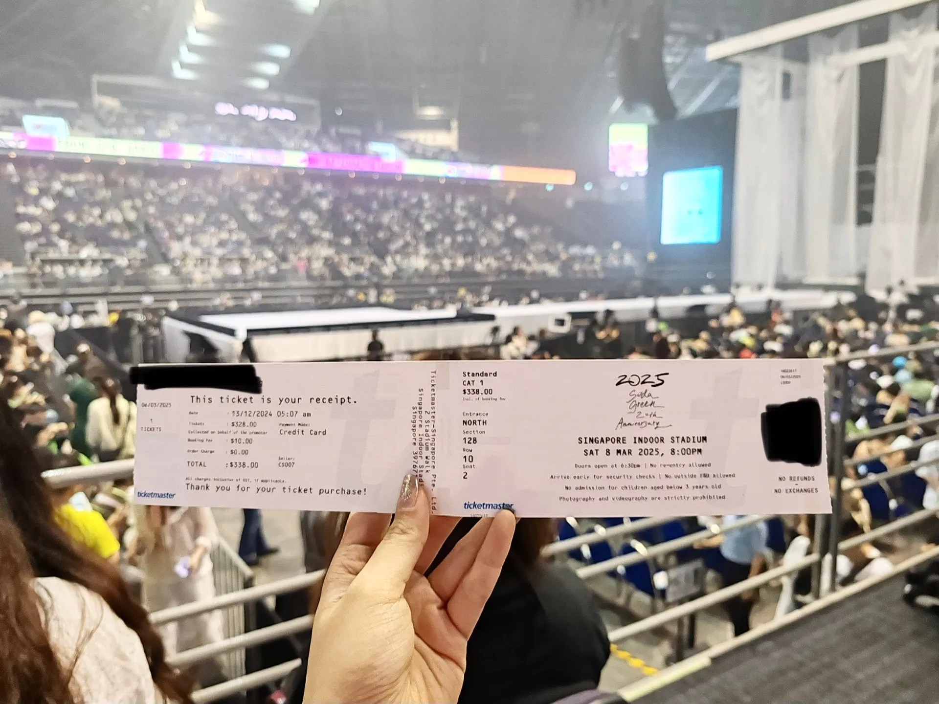 新加坡室內體育館 (Singapore Indoor Stadium) 自動建檔區域: sis-228 10排（實際2排）排2號號 視野照片 - 蘇打綠二十年一刻