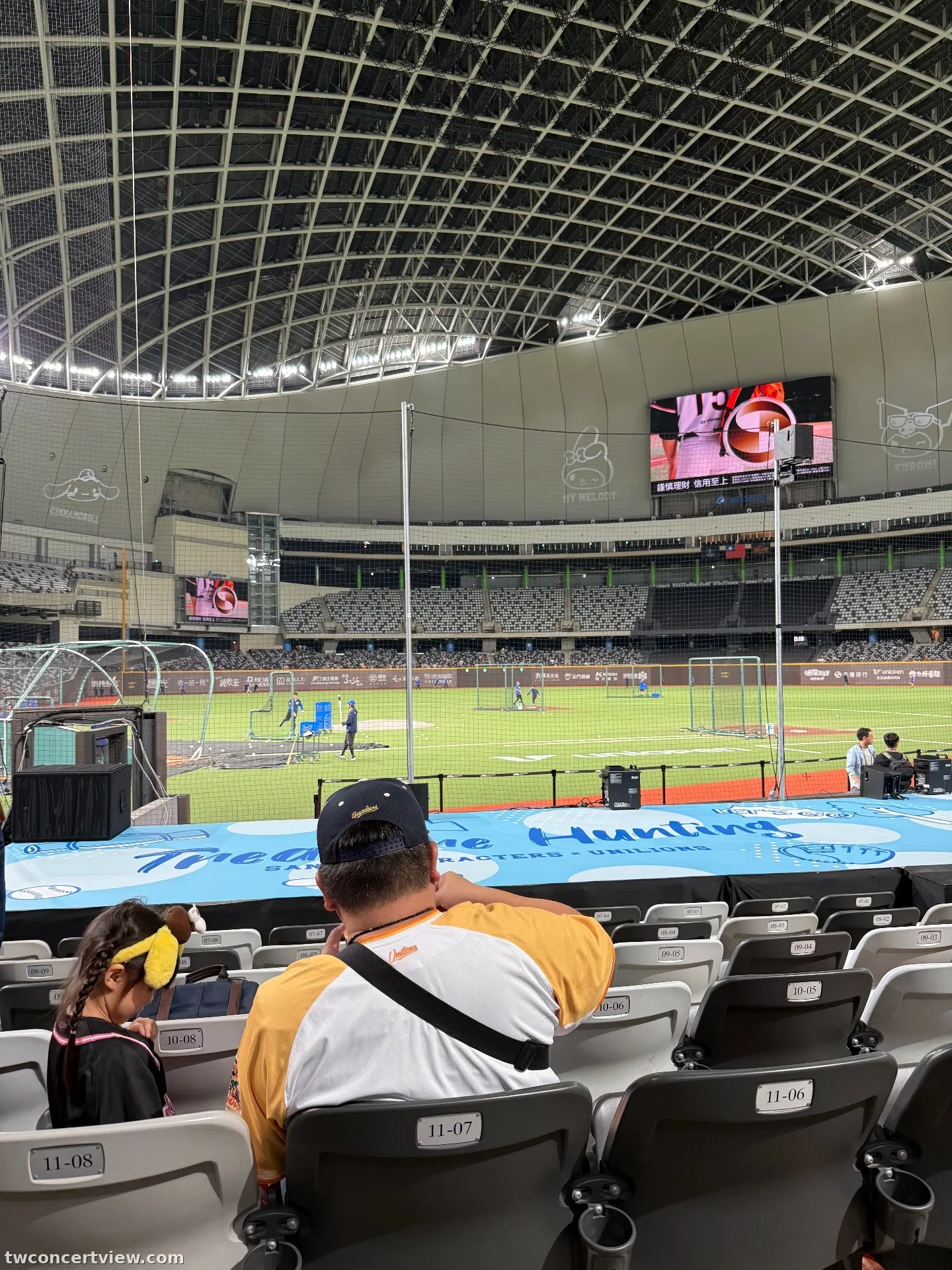Taipei Dome (Baseball Mode) 110 โซน แถว 13 ที่นั่ง 8 ภาพวิวที่นั่ง - 統一獅 三麗鷗聯名主題日
