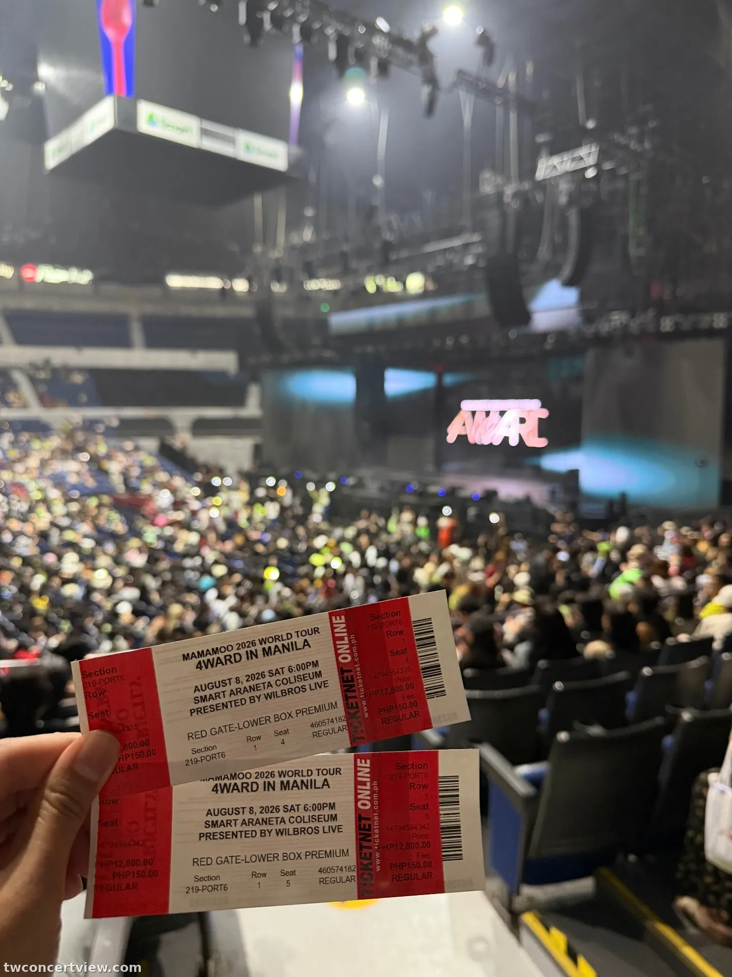 SM Mall of Asia Arena (MOA Arena) 219 區 Port6 row1排5號 視野照片 - Mamamoo 4ward